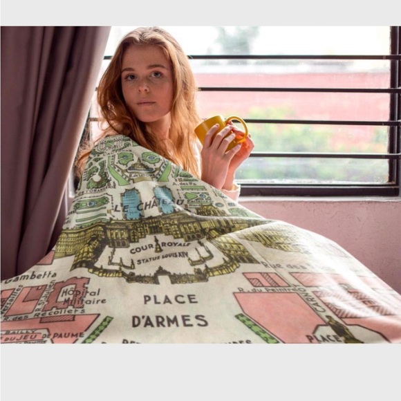 Vintage Versailles French Paris Map Print Throw Blanket 50x60 inches - Picture 1 of 6